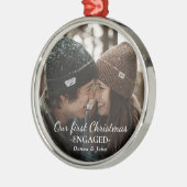 Unser erstes Verlobtes Foto zu Weihnachten Ornament Aus Metall (Links)