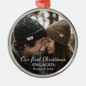 Unser erstes Verlobtes Foto zu Weihnachten Ornament Aus Metall (Vorne)