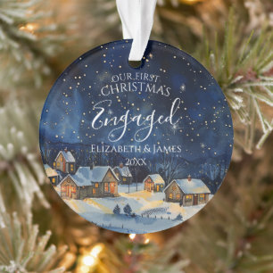 Unser erstes Verlobtes Foto zu Weihnachten Rustic Ornament