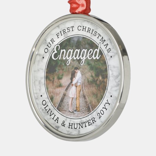 Unser erstes Verlobtes Imitat zu Weihnachten Marmo Ornament Aus Metall (Links)