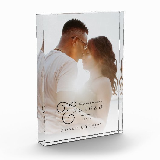 Unser erstes Verlobtes klassisches Minimal-Foto Fotoblock (Links)