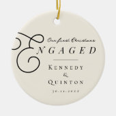 Unser erstes Verlobtes klassisches Minimal-Foto Keramik Ornament (Vorne)