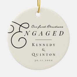 Unser erstes Verlobtes klassisches Minimal-Foto Keramik Ornament