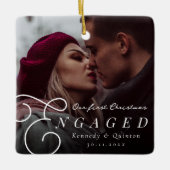 Unser erstes Verlobtes klassisches Minimal-Foto Keramikornament (Vorderseite)