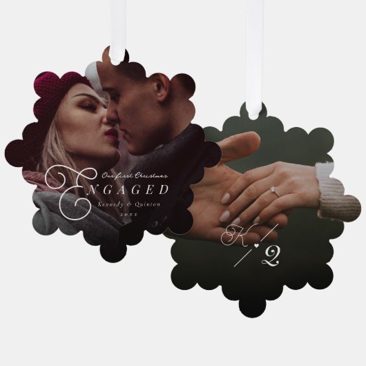 Unser erstes Verlobtes klassisches Minimal-Foto Ornament Karte (Vorderseite/Rückseite)