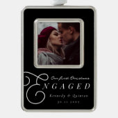 Unser erstes Verlobtes klassisches Minimal-Foto Rahmen-Ornament Silber (Vorderseite)