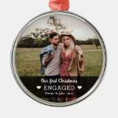 Unser erstes Verlobtes Niedliches Herz-Foto zu Wei Ornament Aus Metall (Vorne)