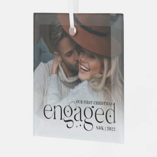 Unser erstes Verlobtes Personalisiertes Foto zu We Ornament Aus Glas (Vorderseite links)