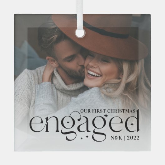 Unser erstes Verlobtes Personalisiertes Foto zu We Ornament Aus Glas (Vorderseite)