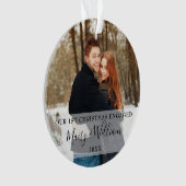 Unser erstes Verlobtes Weihnachts-Paar 2 Fotos Ornament (Vorderseite)