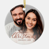 Unser erstes Verlobtes Weihnachts-Rose Keramik Ornament (Vorne)