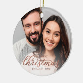 Unser erstes Verlobtes Weihnachts-Rose Keramik Ornament (Links)