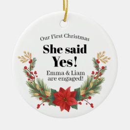 Unser erstes Verlobtes Weihnachtsdekor, kundenspez Keramik Ornament