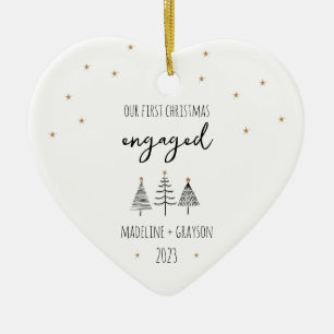 Unser erstes Verlobtes Weihnachtsherz Keramik Ornament