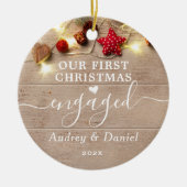 Unser erstes Verlobtes Weihnachtslied Keramik Ornament (Vorne)