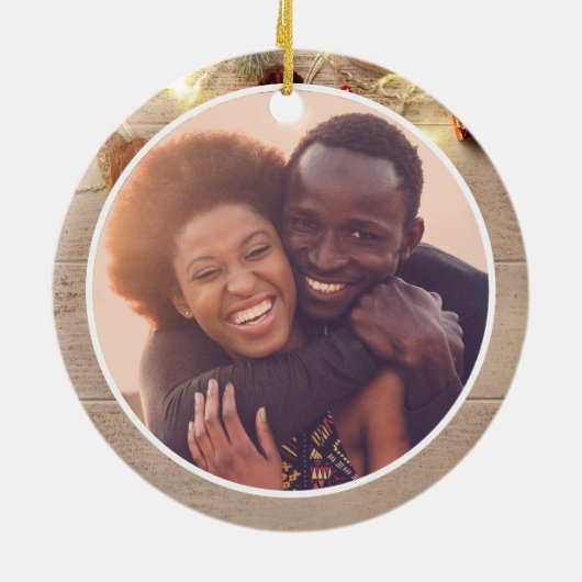 Unser erstes Verlobtes Weihnachtslied Keramik Ornament (Hinten)