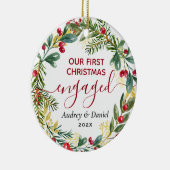 Unser erstes Verlobtes Weihnachtslied Keramik Ornament (Rechts)