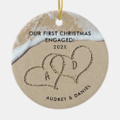 Unser erstes Verlobtes Weihnachtslied Keramik Ornament (Vorne)