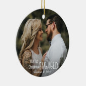 Unser erstes Verlobtes Weihnachtsskript Elegantes Keramik Ornament (Rechts)