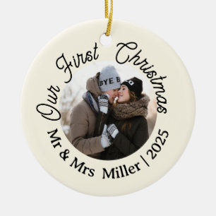 Unser erstes Weihnachten 2025 Herr und Frau Foto-A Keramik Ornament