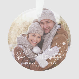 Unser erstes Weihnachten 2-seitiger Foto-Feiertag- Ornament