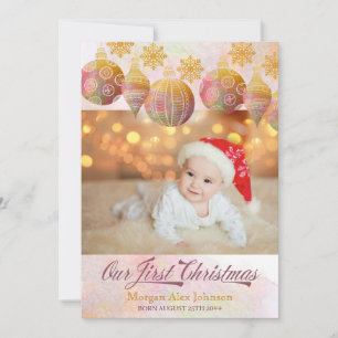 Unser erstes Weihnachten 3 Foto-Feiertags-Ornament Ankündigung