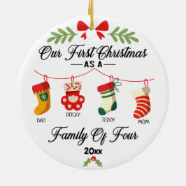 Unser erstes Weihnachten als eine Familie von vier Keramik Ornament
