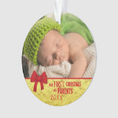 Unser erstes Weihnachten als Eltern Baby Foto Ornament (Vorderseite)
