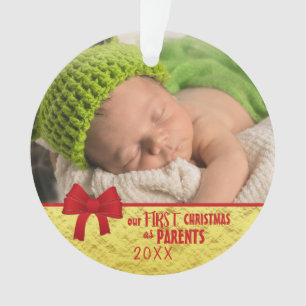Unser erstes Weihnachten als Eltern Baby Foto Ornament