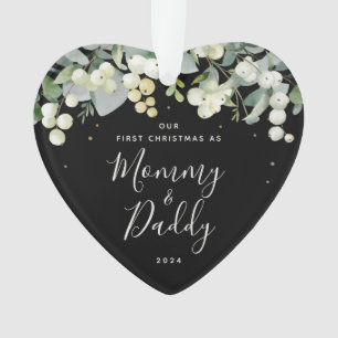 Unser erstes Weihnachten als Eltern Herz-Foto Ornament