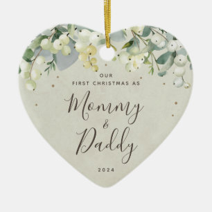 Unser erstes Weihnachten als Eltern Herzförmig Keramik Ornament