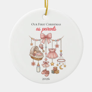 Unser erstes Weihnachten als Eltern Jahr Süße Zeic Keramik Ornament