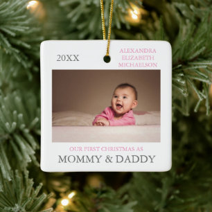Unser erstes Weihnachten als Eltern Keramikornament