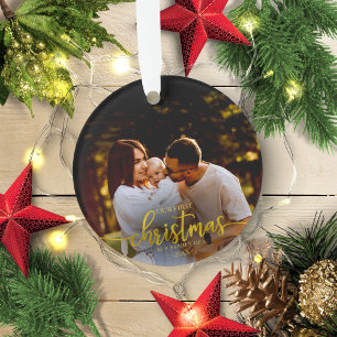 Unser erstes Weihnachten als Familie mit 3 Goldfol Ornament