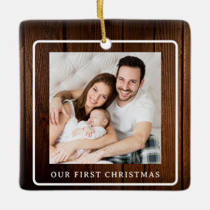 Unser erstes Weihnachten als Familie mit 3 Persone Keramikornament