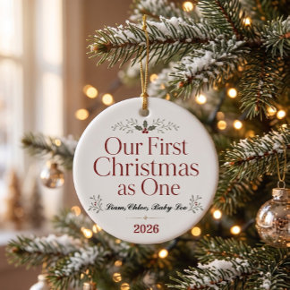 ''Unser erstes Weihnachten als Familie'' Personali Keramik Ornament