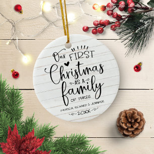 Unser erstes Weihnachten als Familie Rustikales Ba Keramik Ornament