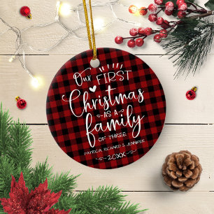 Unser erstes Weihnachten als Familie Rustikales Ba Keramik Ornament