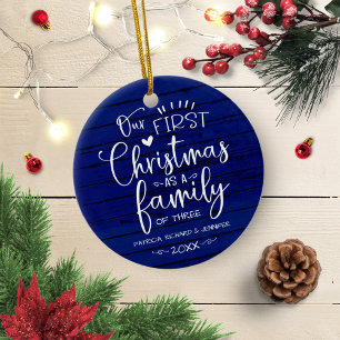 Unser erstes Weihnachten als Familie Rustikales Ba Keramik Ornament