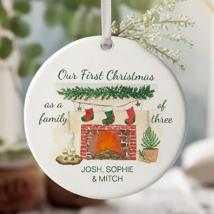 Unser erstes Weihnachten als Familie von 3 gemütli Keramik Ornament