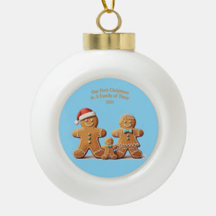Unser erstes Weihnachten als Familie zu dritt 2025 Keramik Kugel-Ornament
