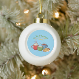 Unser erstes Weihnachten als Familie zu dritt 2025 Keramik Kugel-Ornament