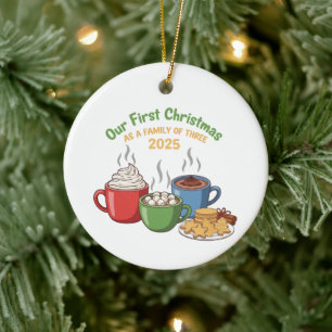 Unser erstes Weihnachten als Familie zu dritt 2025 Keramik Ornament