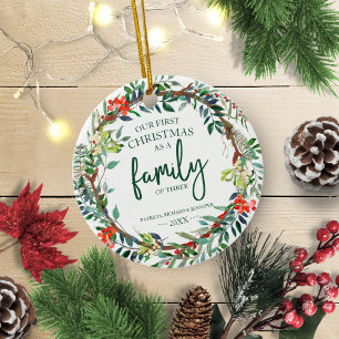 Unser erstes Weihnachten als Familie zu Dritt Rust Keramik Ornament
