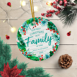 Unser erstes Weihnachten als Familie zu Dritt Rust Keramik Ornament