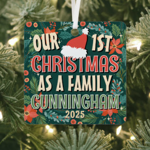 Unser erstes Weihnachten als Familienschrei Ornament Aus Metall