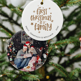 Unser erstes Weihnachten als Foto für den Familien Keramik Ornament