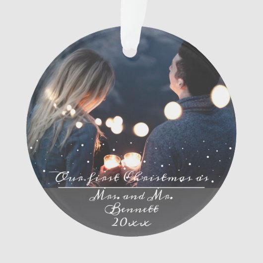 Unser erstes Weihnachten als Frau. & Mr. Wedding F Ornament (Vorderseite)