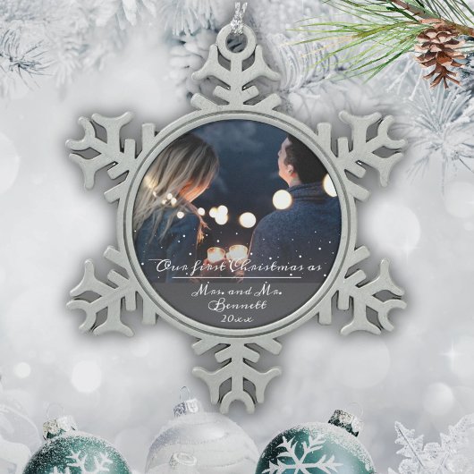 Unser erstes Weihnachten als Frau. & Mr. Wedding F Schneeflocken Zinn-Ornament