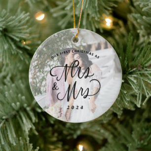 Unser erstes Weihnachten als Frau. & Mrs. Foto Keramik Ornament